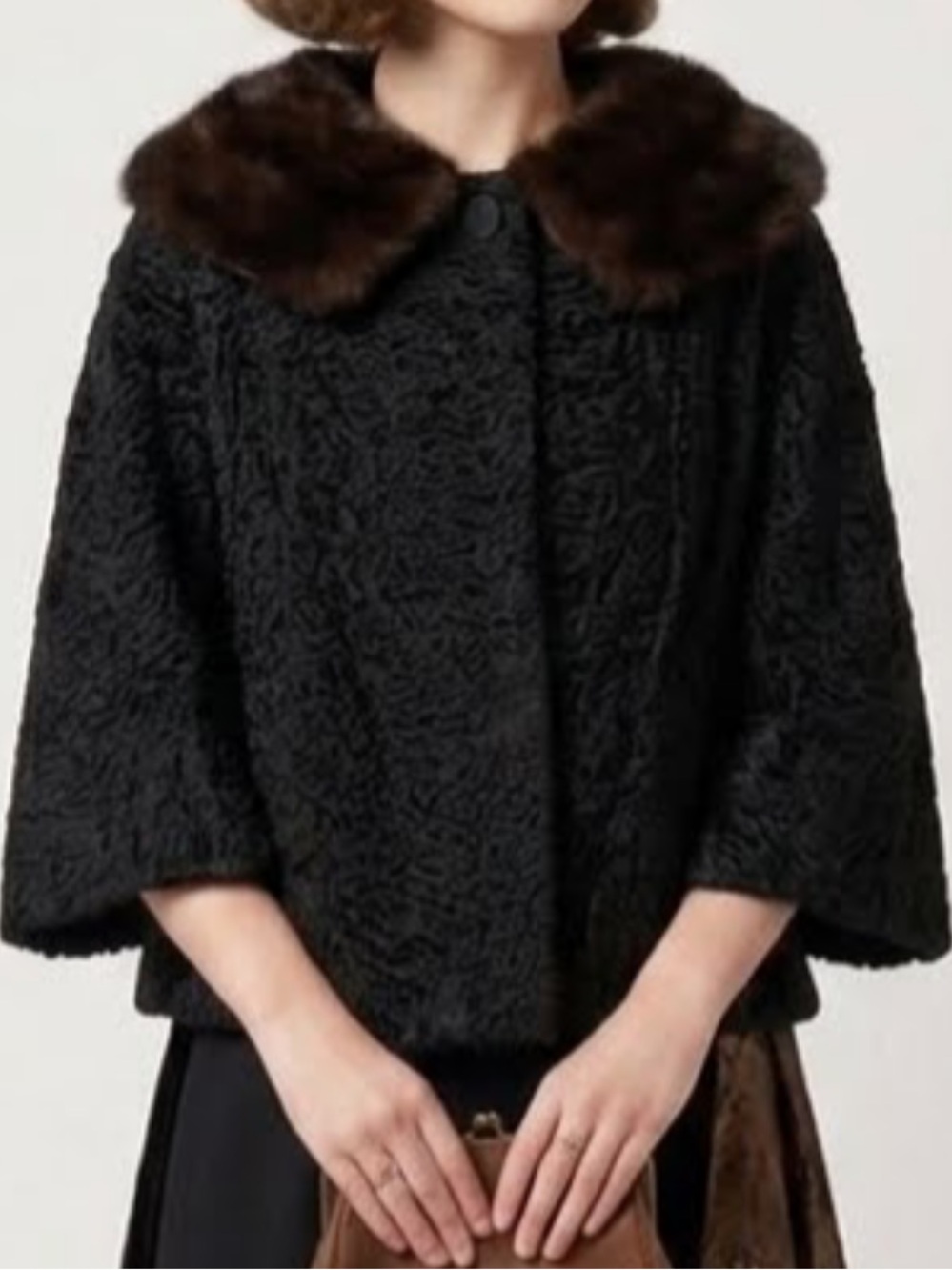 Vintage 50s/60s Persian Lamb Fur Jacket with Mink Collar Size XL 12 14